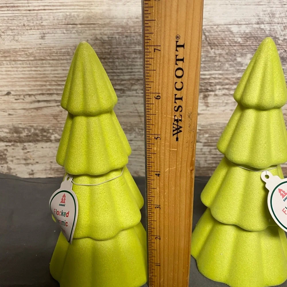 NWT 2024 Target bullseye Green/Yellow flocked trees and ornament set